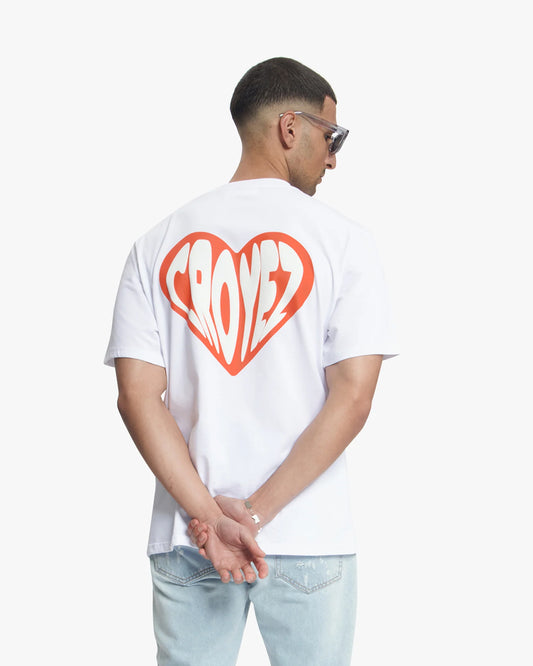 Croyez Puffed Heart T-Shirt - White/Orange