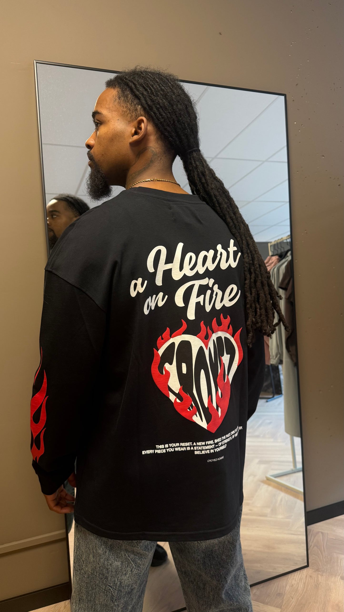 Croyez Heart On Fire Longsleeve Vintage Black
