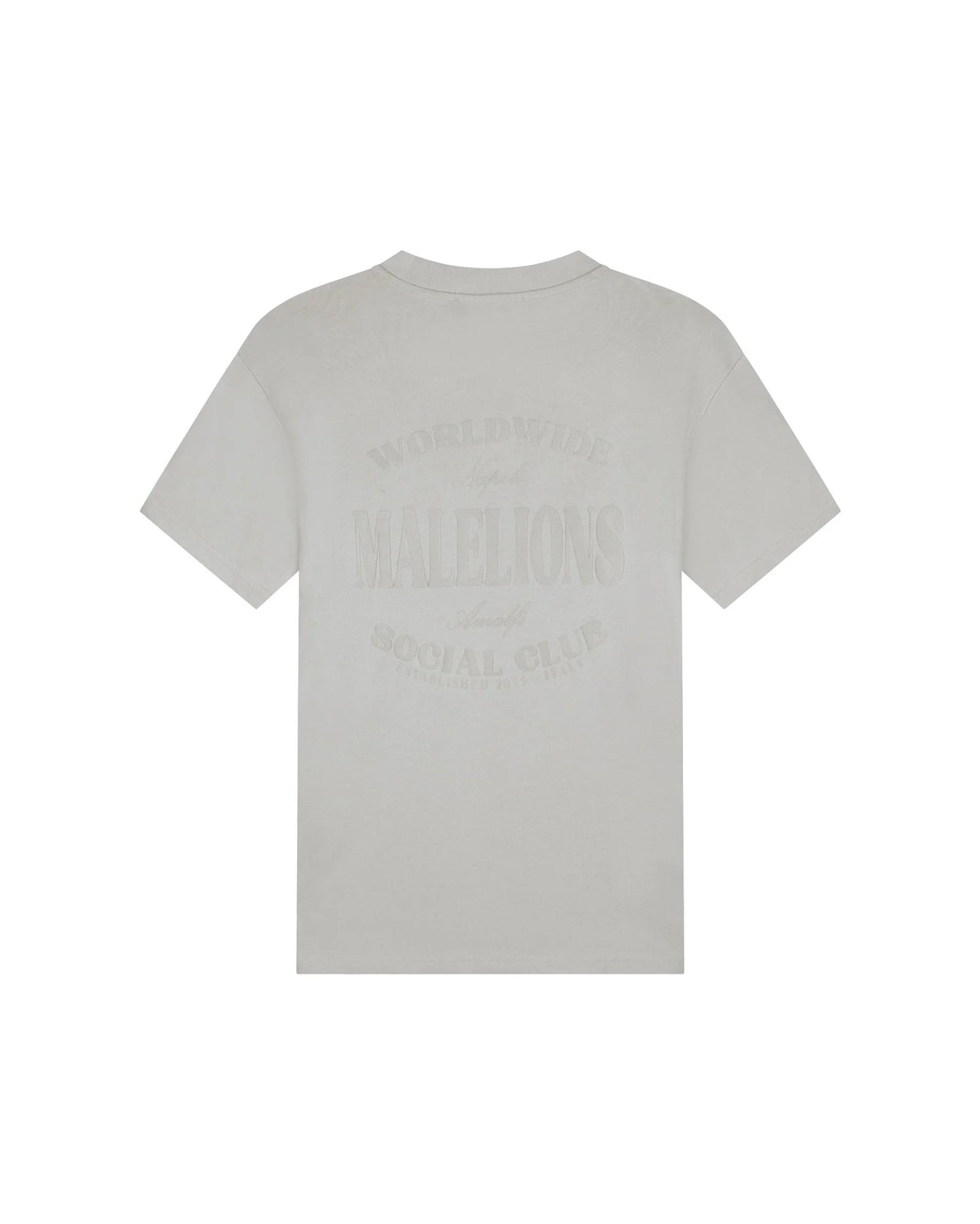 Malelions Men sprayed Social Club T-Shirt Pearl grey