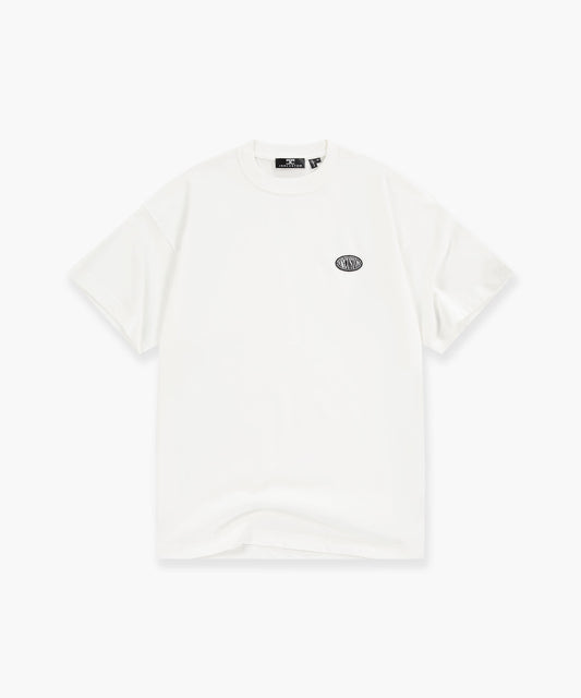 Stretched Mesh Set Loose Fit T-Shirt - White-Black