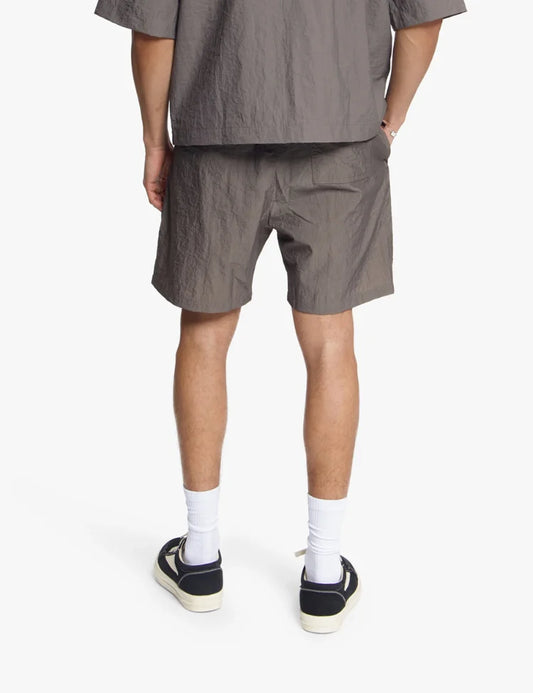 Croyez Crinkle Patch Shorts - Washed Brown