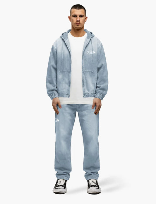 JorCustom CustomSociety Denim Hooded Jacket LightBlue
