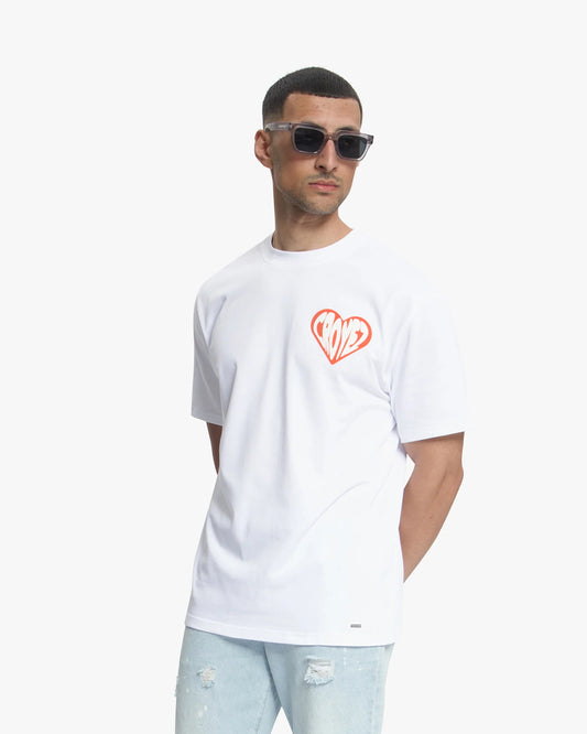 Croyez Puffed Heart T-Shirt - White/Orange