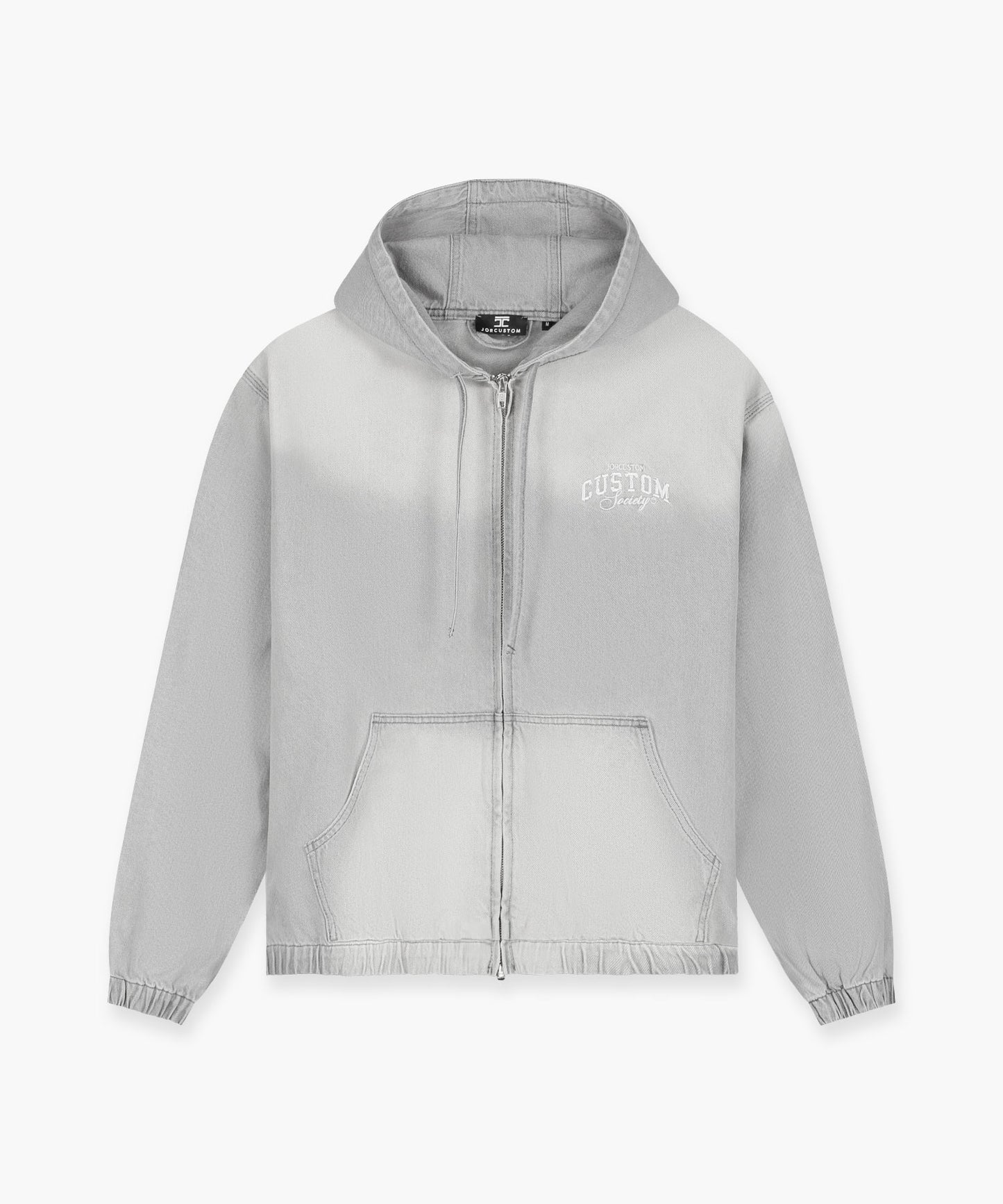 CustomSociety Denim Hooded Jacket - LightGrey