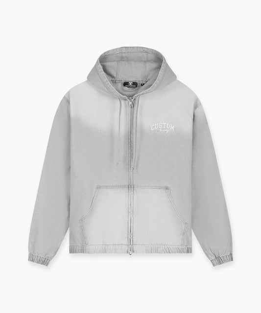 CustomSociety Denim Hooded Jacket - LightGrey