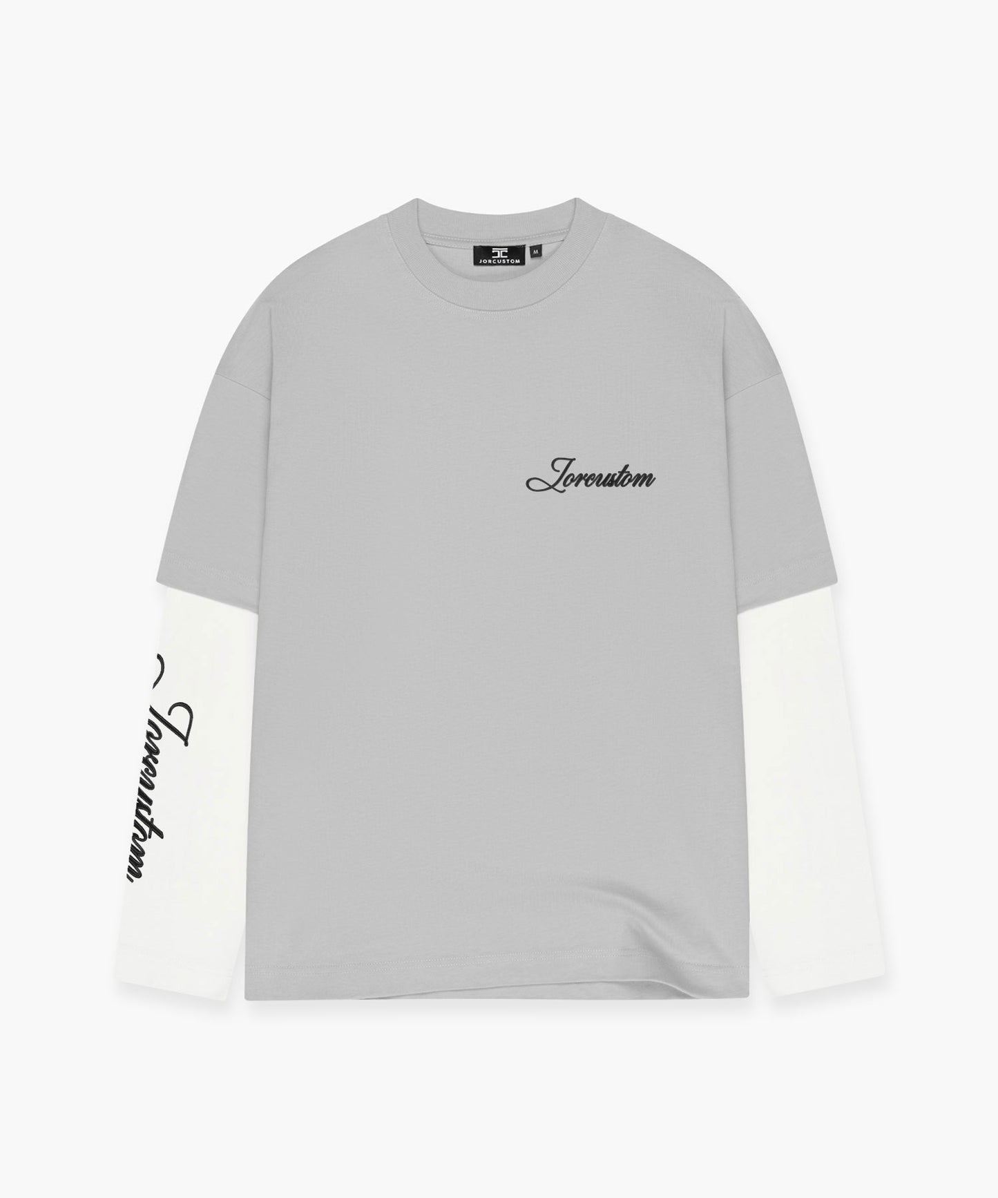 Stitched Double Layered Longsleeve T-Shirt - LightGrey-White