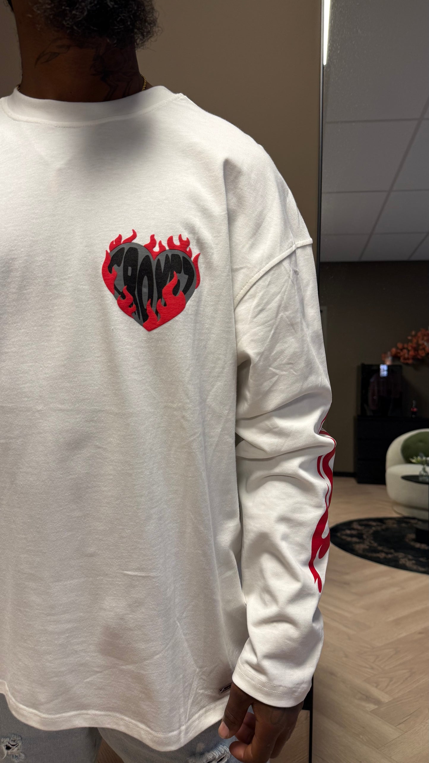 Croyez Heart On Fire Longsleeve Off - White