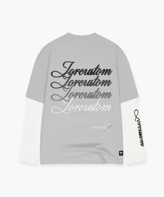 Stitched Double Layered Longsleeve T-Shirt - LightGrey-White