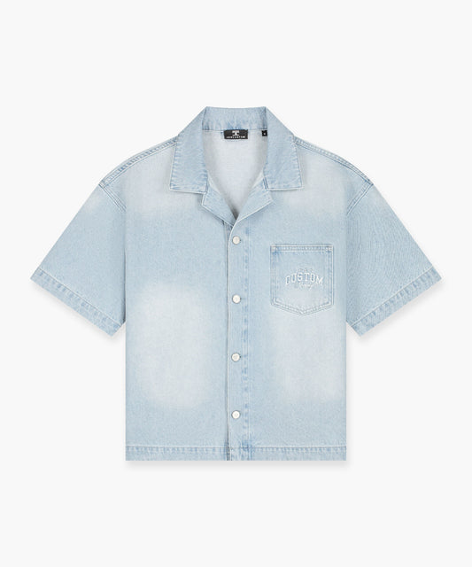 CustomSociety Denim Short Sleeve Jacket - LightBlue