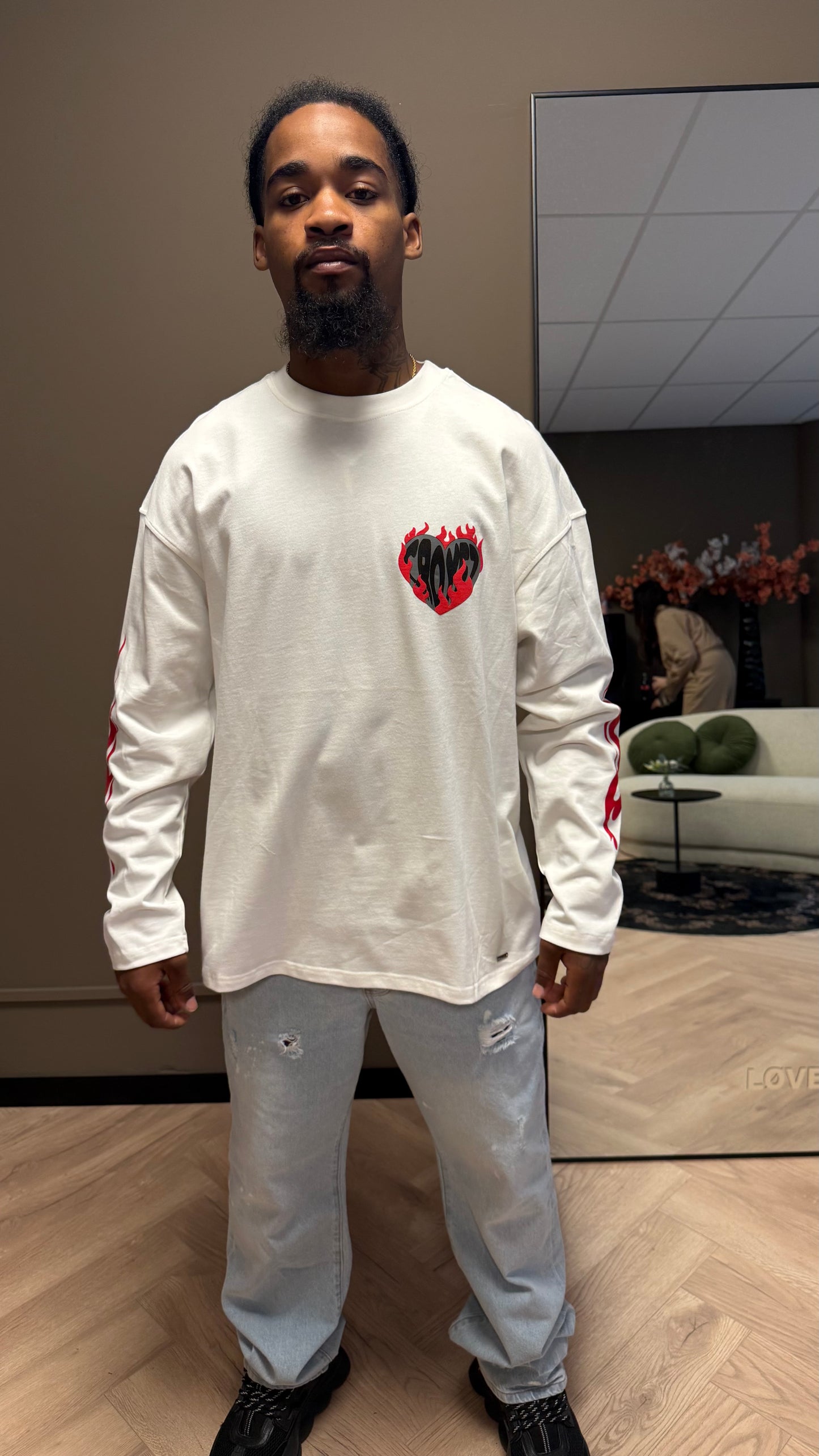 Croyez Heart On Fire Longsleeve Off - White