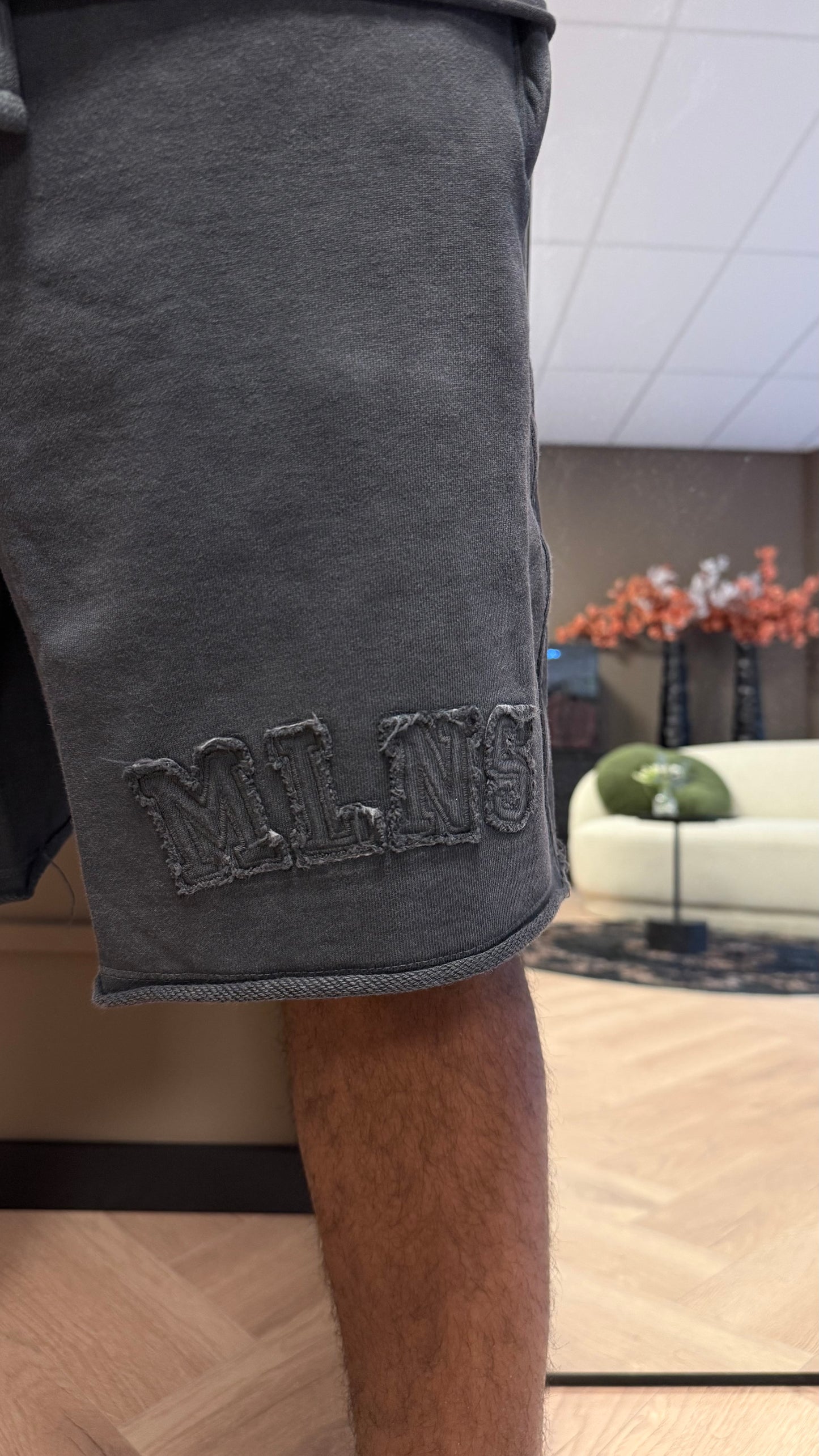 Malelions Men Heavyweight applique Shorts Acid Wash