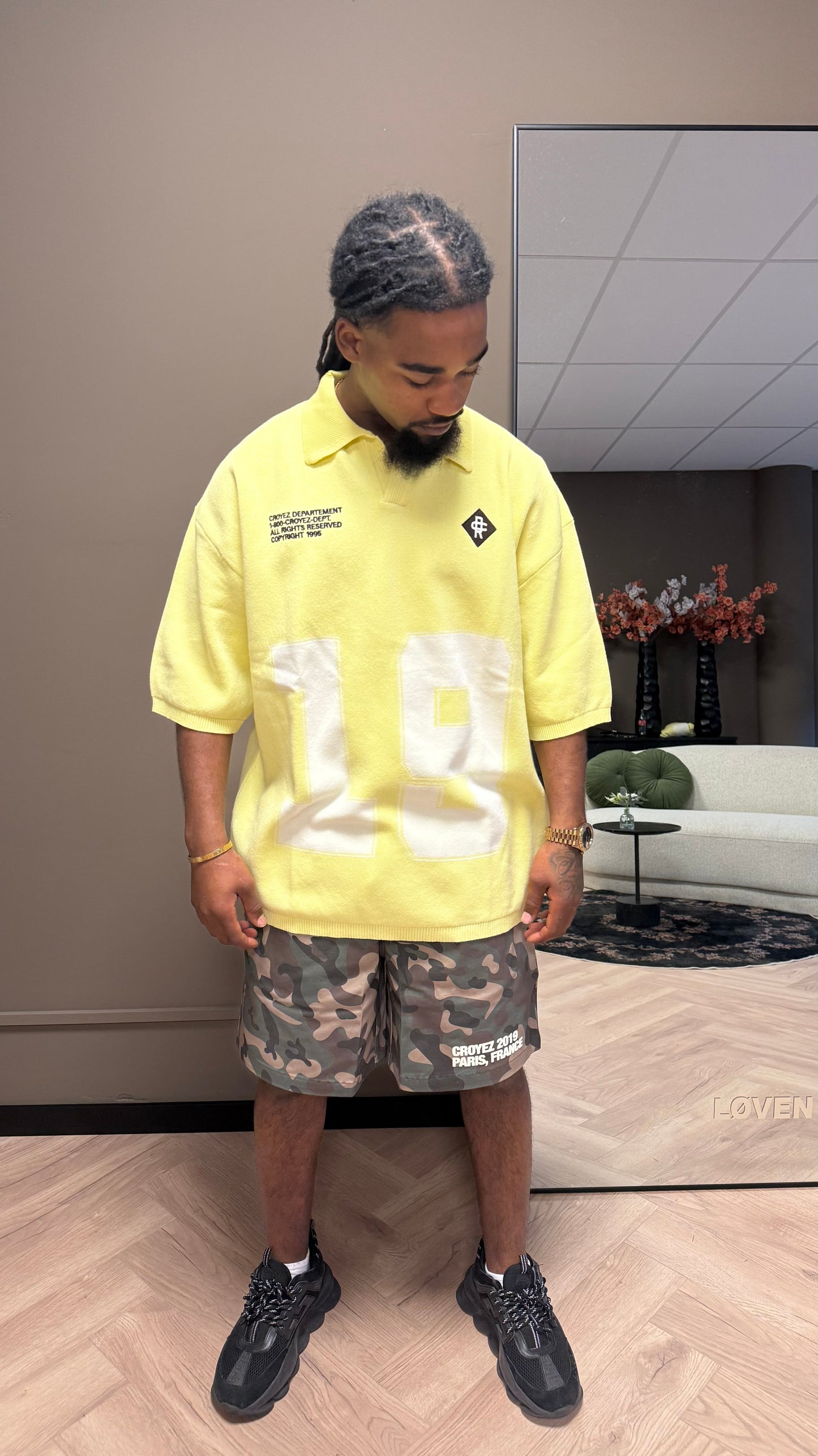 Croyez Nombre Knit Polo - Butter Yellow