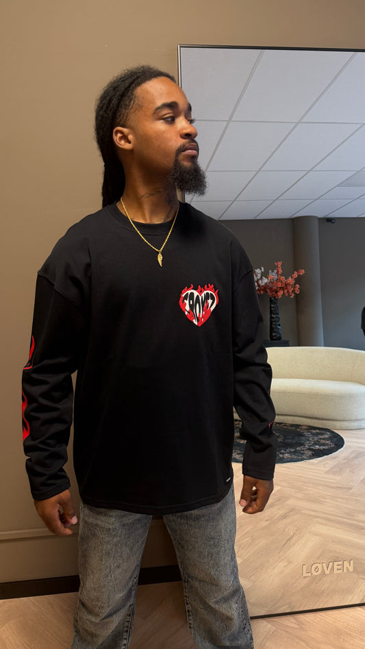 Croyez Heart On Fire Longsleeve Vintage Black