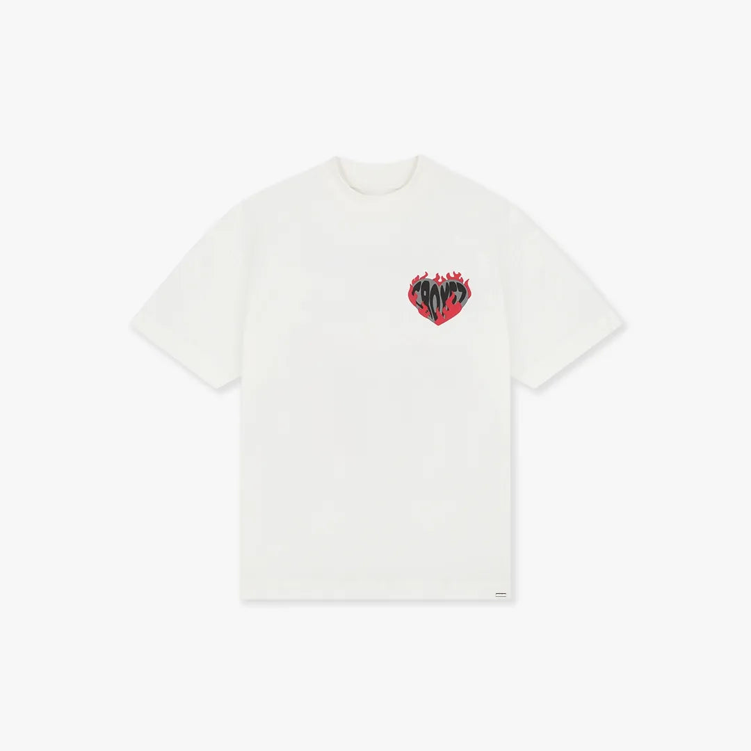 Croyez Heart On Fire T-Shirt - Off-White