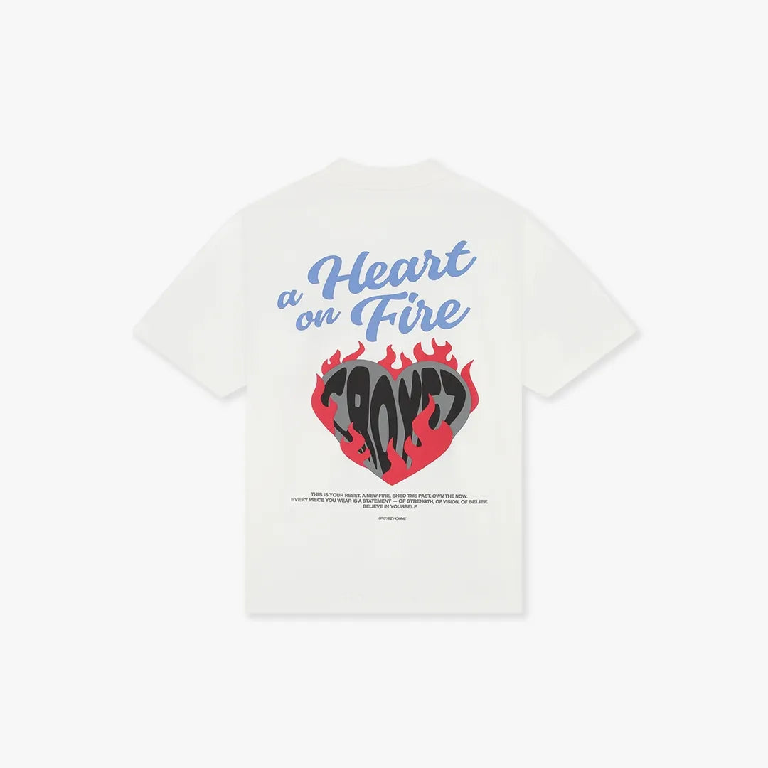 Croyez Heart On Fire T-Shirt - Off-White