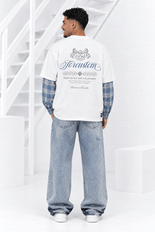 JorCustom Handscript2.0 Flannel Double Layered Longsleeve T-Shirt - White-BountyBlue