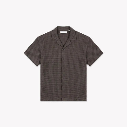Croyez Initial Waffle Shirt - Washed Brown