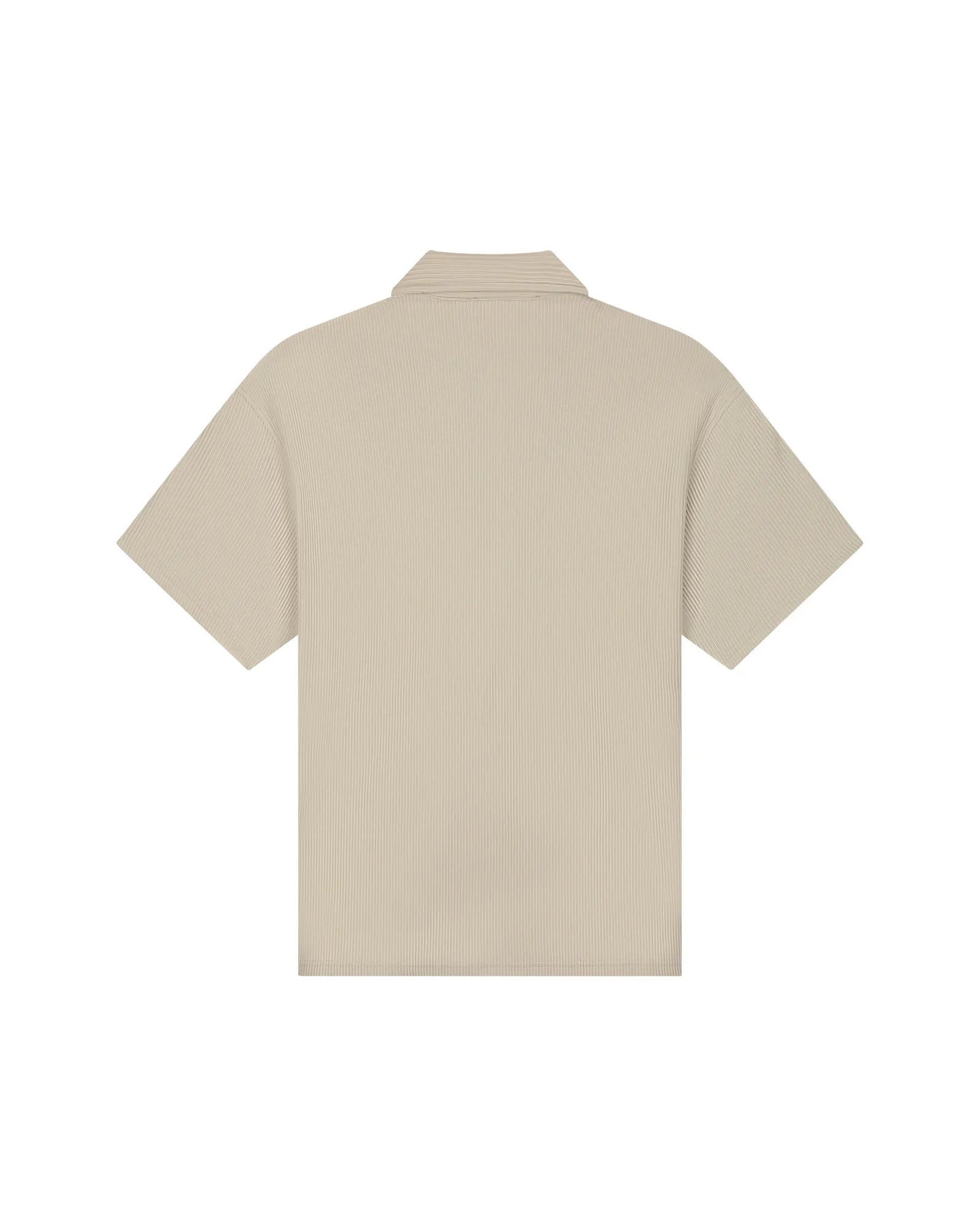 Malelions Men Ribbed Camp Collar Shirt - Light Taupe