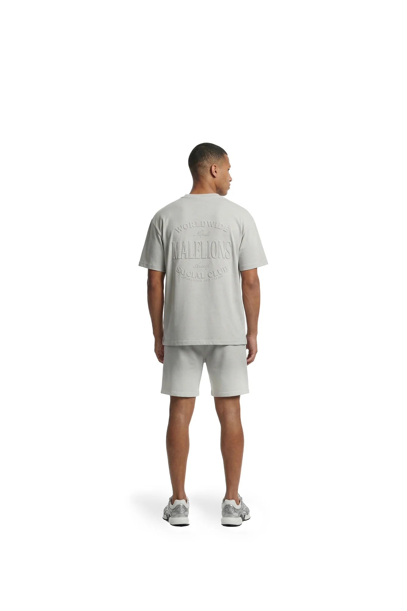 Malelions Men sprayed Social Club T-Shirt Pearl grey