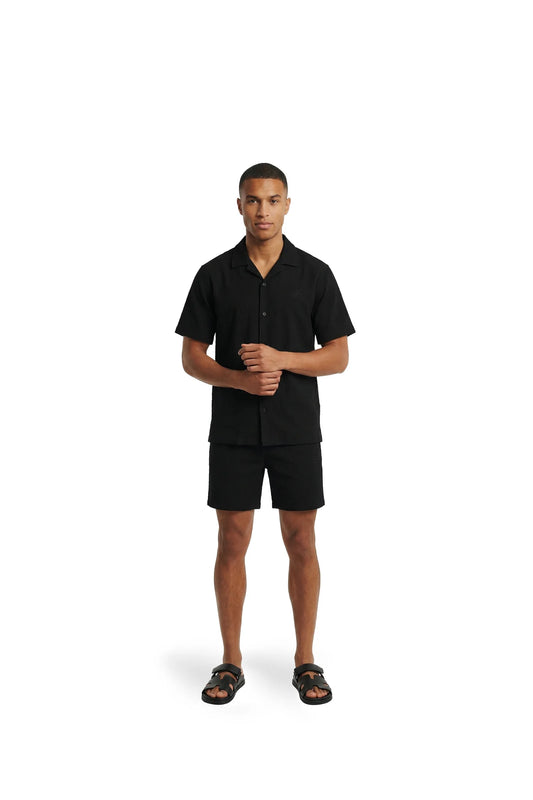 Malelions Men Emblem Seersucker Shirt Black