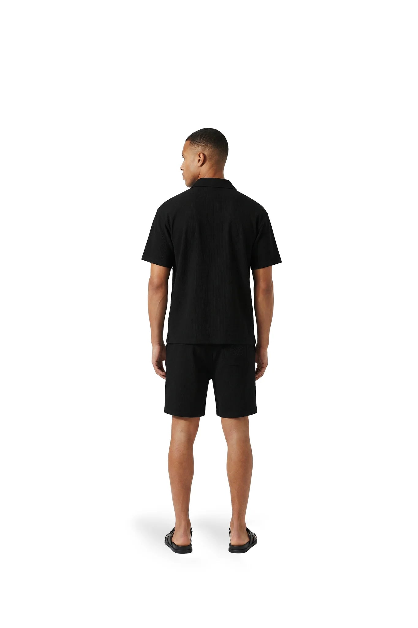 Malelions Men Emblem Seersucker Shorts Black