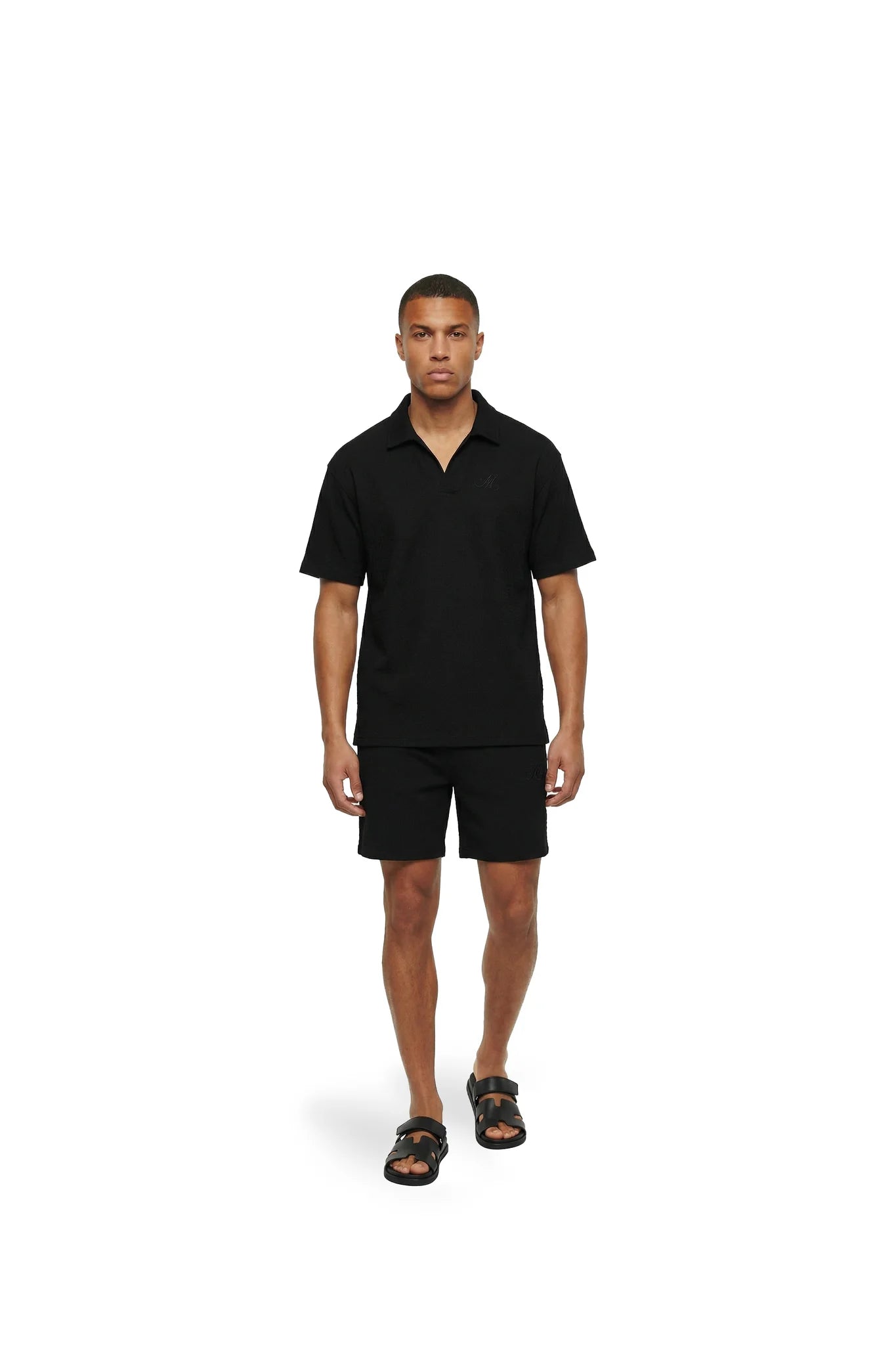 Malelions Men Emblem Seersucker Shorts Black