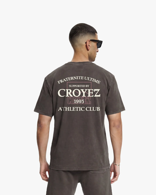 Croyez Overlay Fraternite T-Shirt Washed Brown