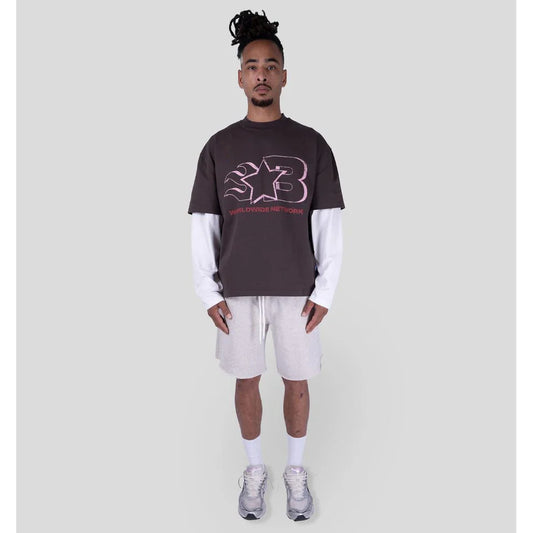 Bobby Blanks Voicemail Double Layer Brown/OffWhite Longsleeve