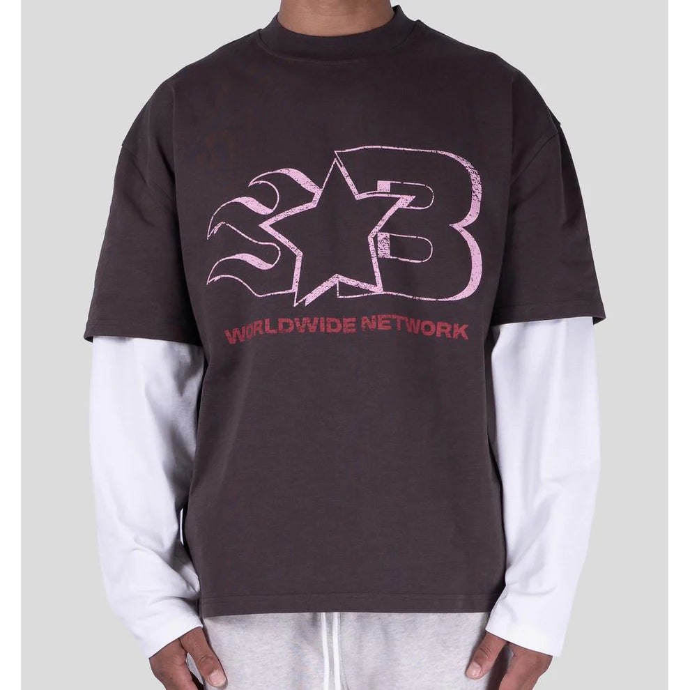 Bobby Blanks Voicemail Double Layer Brown/OffWhite Longsleeve