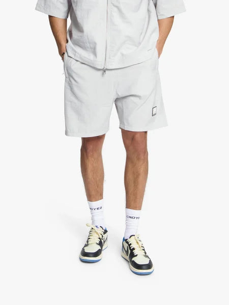 Croyez Crinkle Patch Shorts Light Grey
