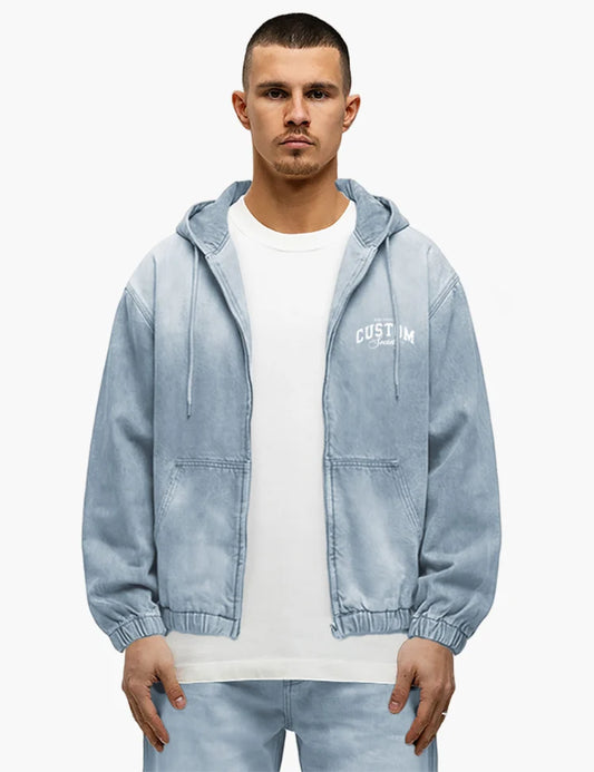 JorCustom CustomSociety Denim Hooded Jacket LightBlue