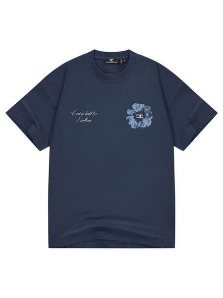 Flowers Loose Fit T-Shirt - MidnightBlue
