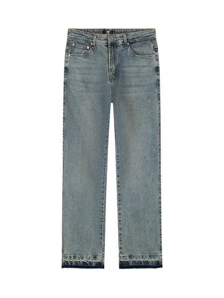 Open Hem Denim Straight Fit - Blue