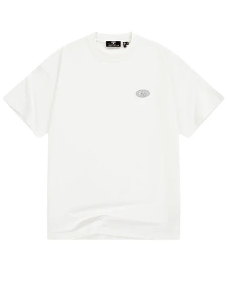 Stretched Mesh Set Loose Fit T-Shirt - White-LightGrey