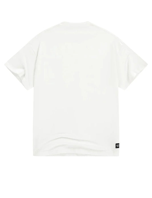 Stretched Mesh Set Loose Fit T-Shirt - White-LightGrey