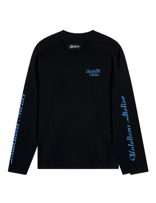 Malelions Men University Longsleeve T-Shirt Black
