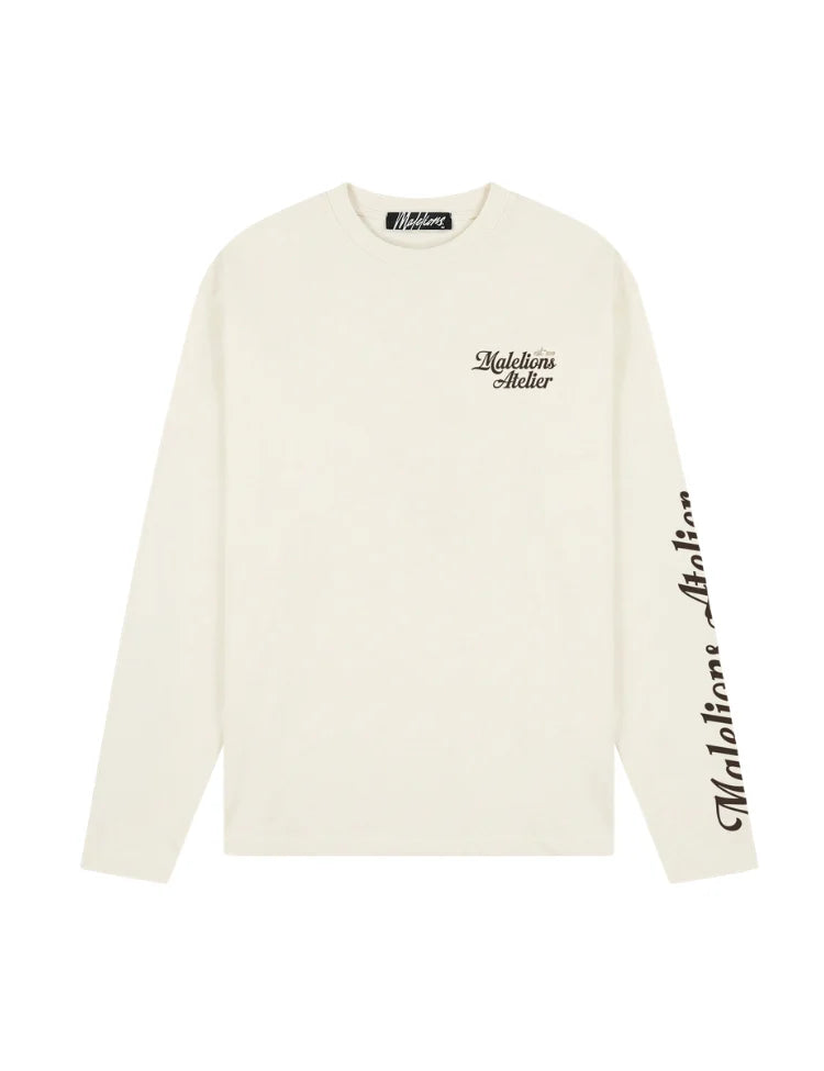 Malelions Men University Longsleeve T-Shirt Off-White