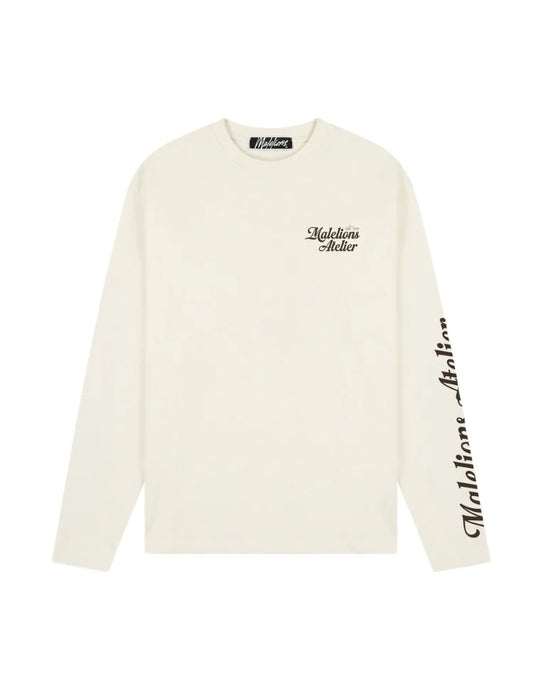 Malelions Men University Longsleeve T-Shirt Off-White