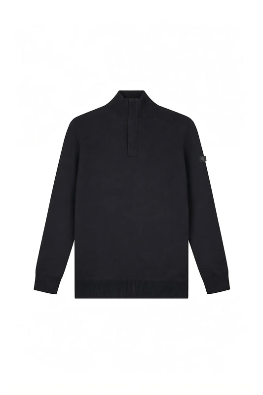 Malelions Men Knitted Quarter Zip - Black
