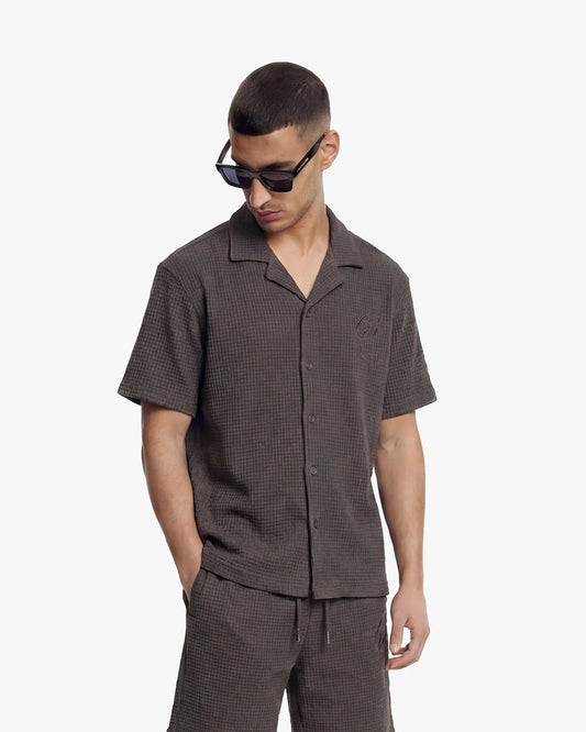 Croyez Initial Waffle Shirt - Washed Brown